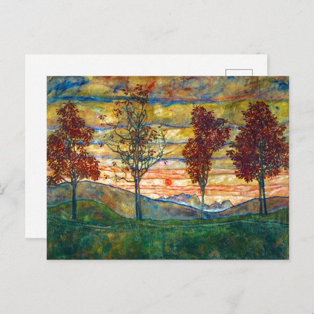 Four Trees | Egon Schiele | Postcard (Front/Back)