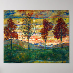 Four Trees   Egon Schiele   Poster