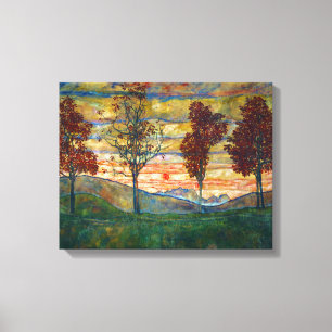Four Trees (Landscape Art) (by Egon Schiele) Canvas Print