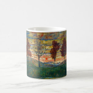 Four Trees (Landscape Art) (by Egon Schiele) Coffee Mug