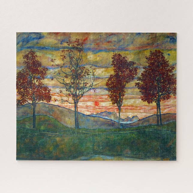 Four Trees (Landscape Art) (by Egon Schiele) Jigsaw Puzzle (Horizontal)