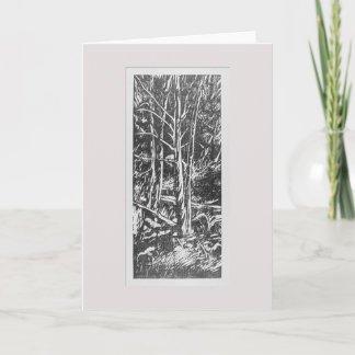 Four Trees Woodcut Greeting Card