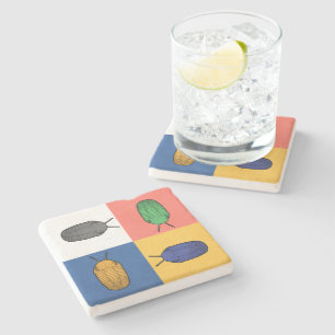 Four Trilobite Square Dance- Prehistoric Animal Stone Coaster