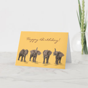 Four Trumpeting Elephants Card