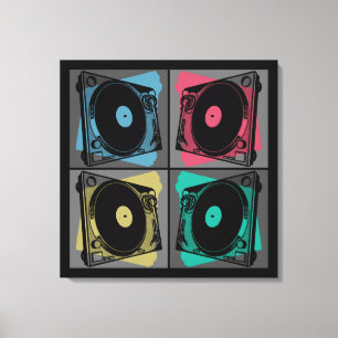 Four Turntables Graphic Canvas Print
