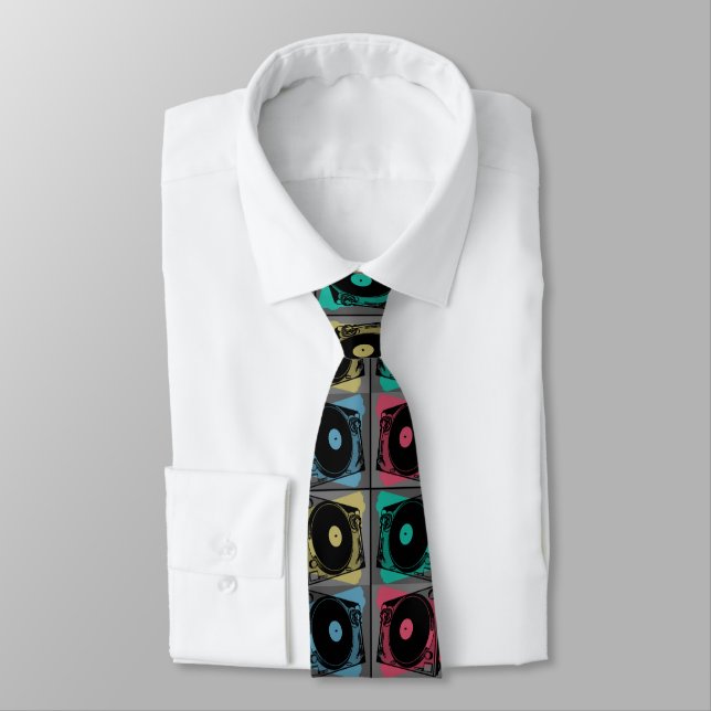 Four Turntables Graphic Tie (Tied)