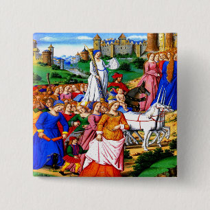 "Four Unicorns lead the Procession" 2 Inch Square Button