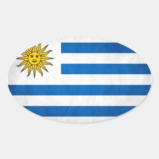 FOUR Uruguay National Flag Oval Sticker (Front)