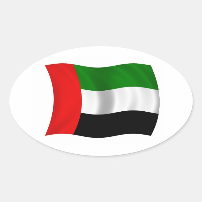 FOUR Waving UAE Flag Oval Sticker (Front)
