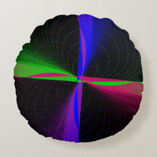 Four-Way Geometric Wave Round Pillow