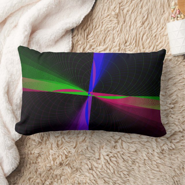 Four-Way Geometric Wave Throw Pillow (Blanket)