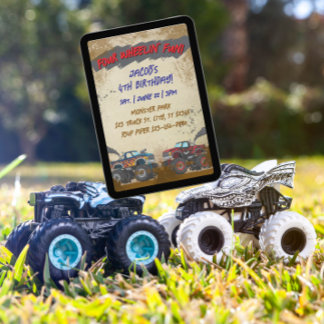 Four Wheelin' Fun Monster Truck Birthday Invitation