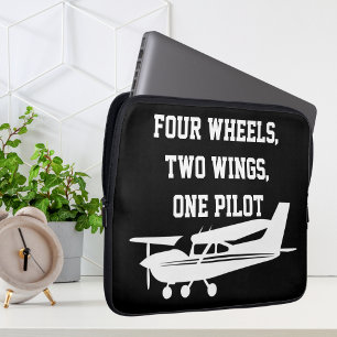 Four Wheels, Two Wings, One Pilot, Cool Aviation Laptop Sleeve