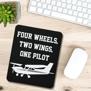 Four Wheels, Two Wings, One Pilot, Cool Aviation Mouse Pad