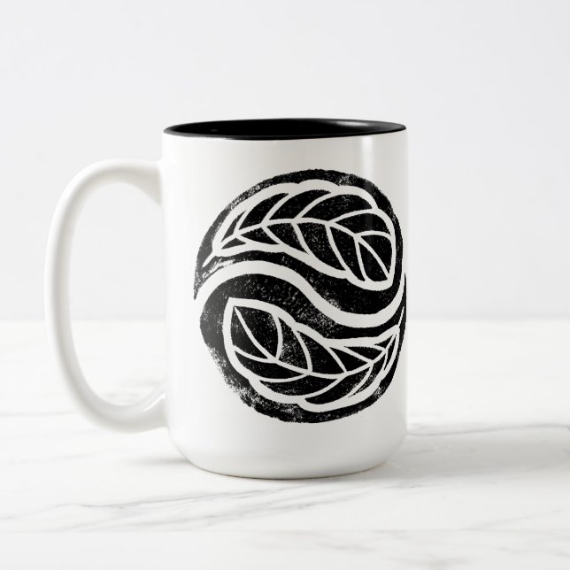 Four Winds One Breath "Yin Yang Feathers" Two-Tone Coffee Mug (Left)
