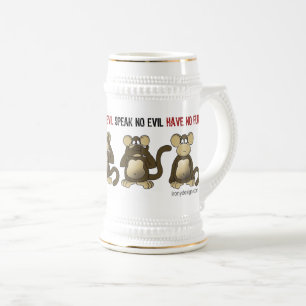 Four Wise Monkeys Humour Beer Stein
