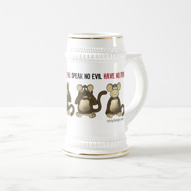 Four Wise Monkeys Humour Beer Stein (Front Right)