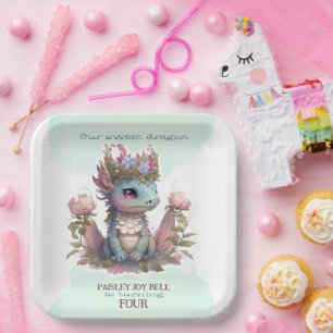 Four Year Old Girl Dragon Paper Plate