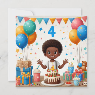 four years old birthday invitation