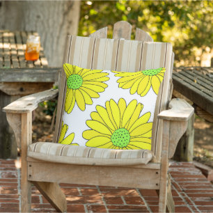 Four yellow Green Daisies  Outdoor Pillow