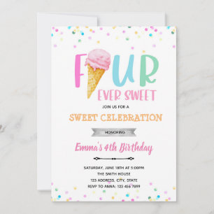 FOURever ice cream invitation