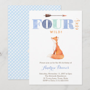 FOURever renard sauvage invitations de 4e annivers