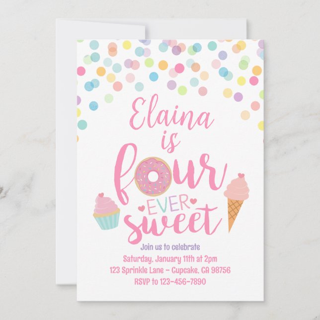 Fourever Swever Anniversaire Fête Invitation (Devant)