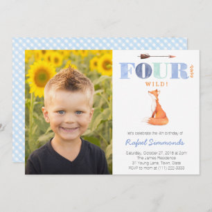 Fourever Wild or Fourest 4th birthday party for bo Invitation