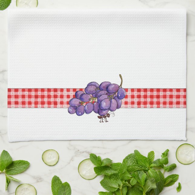 Fourmis et raisins - serviette de cuisine (Plié)