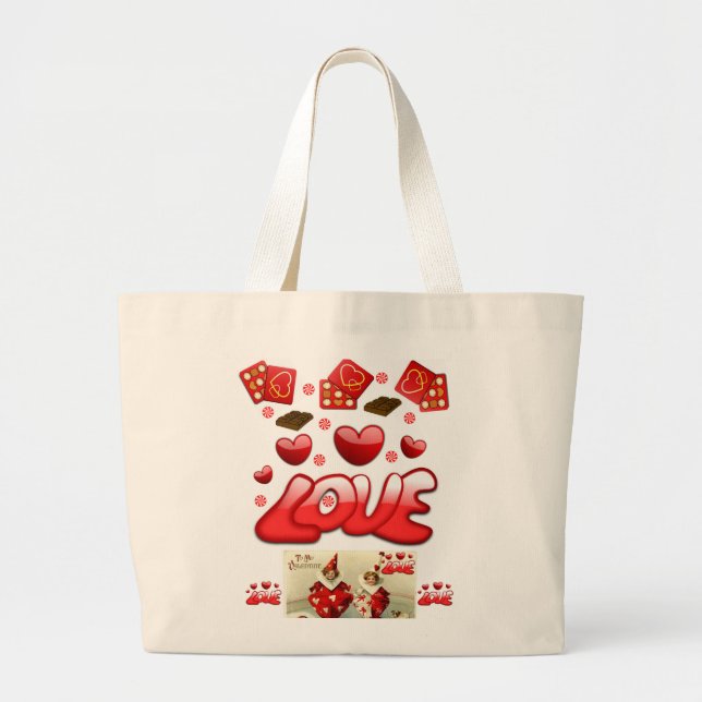 Fourre-tout blanc valentines jour sac à main rouge (Devant)