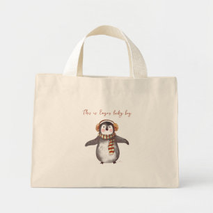 Fourre-tout de Noël personnalisée. Sac à pingouin 