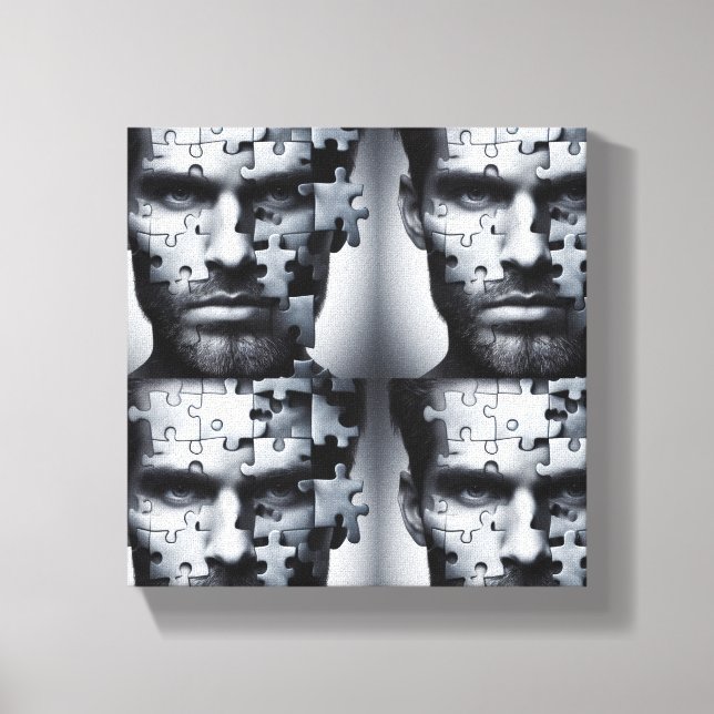 Foursome - a man's face puzzle canvas print (Front)
