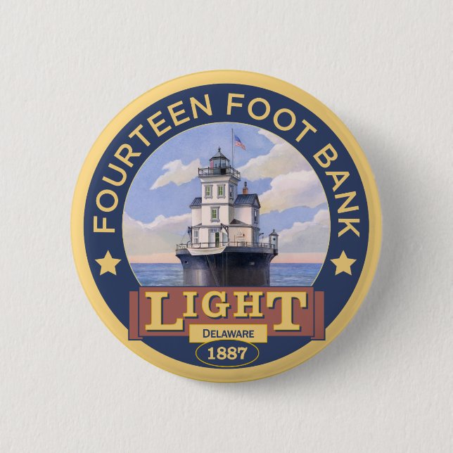 Fourteen Foot Bank Lighthouse 2 Inch Round Button (Front)