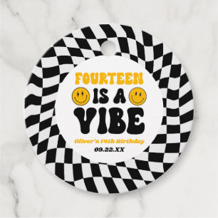 Fourteen Is A Vibe Retro 14th Birthday Party Favour Tags