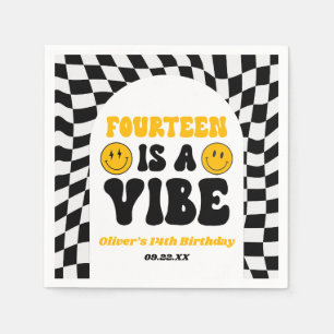 Fourteen Is A Vibe Retro 14th Birthday Party Napkin