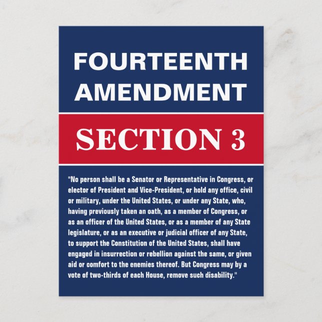 Fourteenth Amendment Section 3 Constitution Postcard (Front)