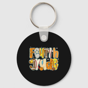 Fourth 4th Grade Boy Baseball Basketball Football  Keychain