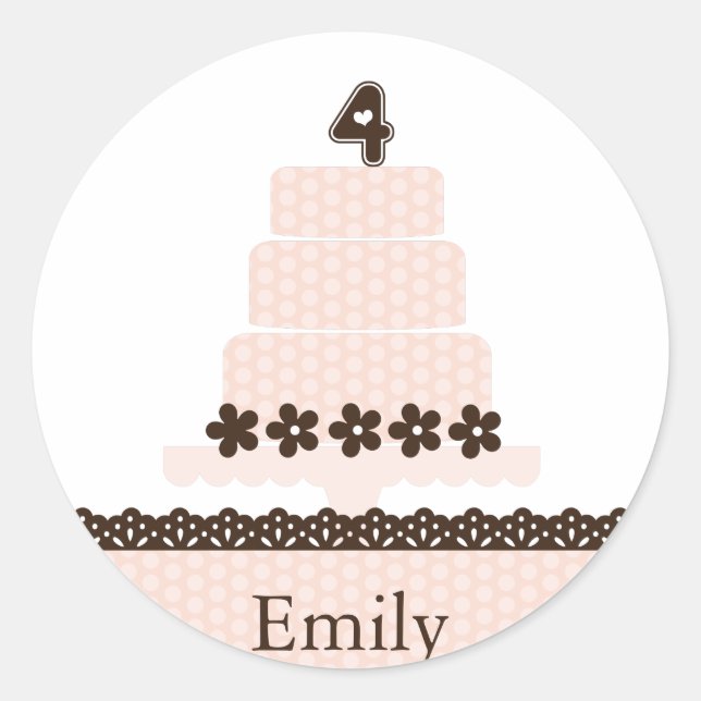 Fourth Birthday Cupcake Topper/Sticker Classic Round Sticker (Front)