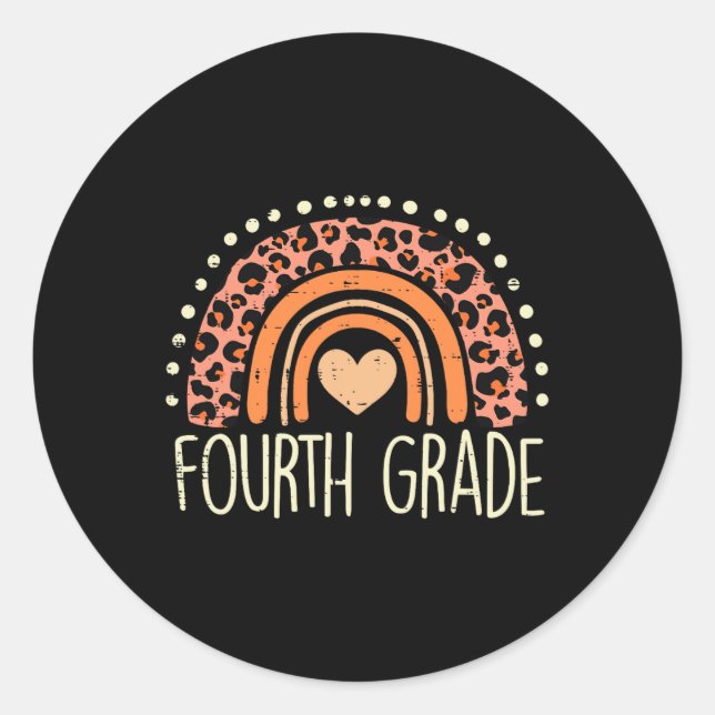 Fourth Grade 4th Rainbow First Day Of School Teach Classic Round Sticker (Front)