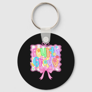 Fourth Grade Back To School Bow Cute Coquette 4th Keychain