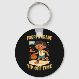 Fourth Grade Basketball Tip Off Game Day Vibes  Keychain