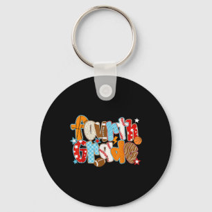 Fourth Grade Boy Back To School Baseball Basketbal Keychain