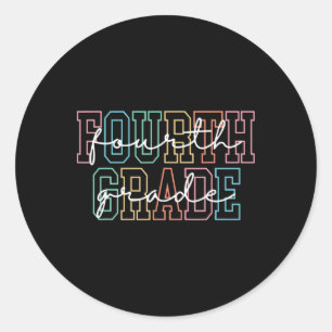 Fourth Grade Ck To School Retro First Day Of 4th G Classic Round Sticker