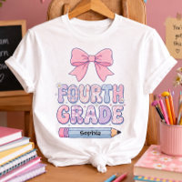 Fourth Grade Coquette Bow Girl Custom Name