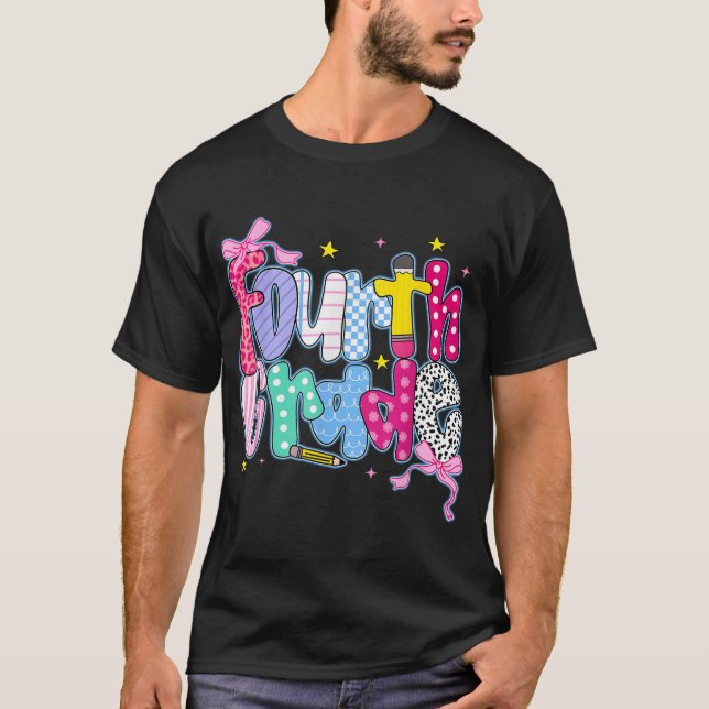 Fourth Grade Coquette Pencil Back To School  T-Shirt (Front)