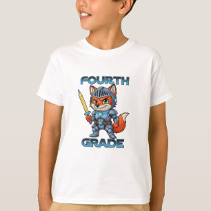 Fourth Grade Fox Knight Pencil Sword Back to Schoo T-Shirt