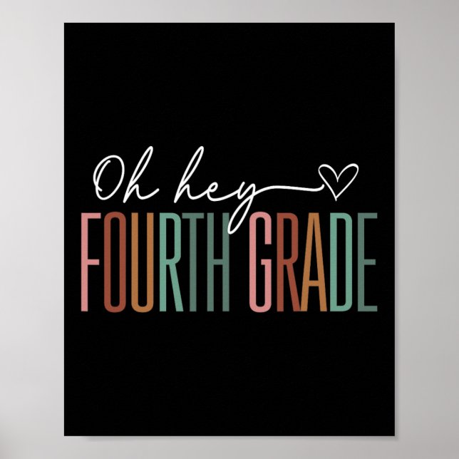 Fourth Grade Oh Hey Retro Back To School 4th Grade Poster (Front)
