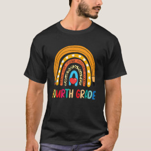 Fourth Grade Rainbow Leopard Print Teacher 4th Gra T-Shirt