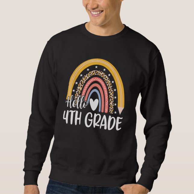 Fourth Grade Rainbow Team Hello 4th Grade Rocks Sq Sweatshirt (Front)