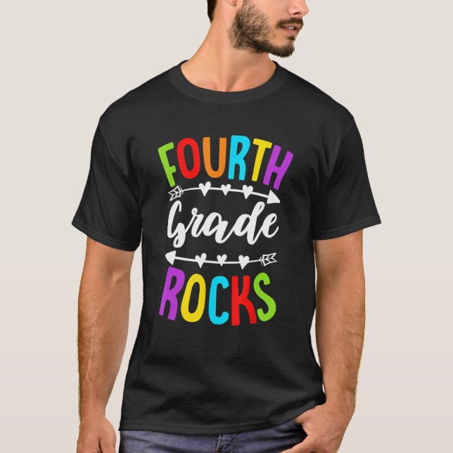 Fourth Grade Rocks 4th Grade Back To School Teache T-Shirt (Front)